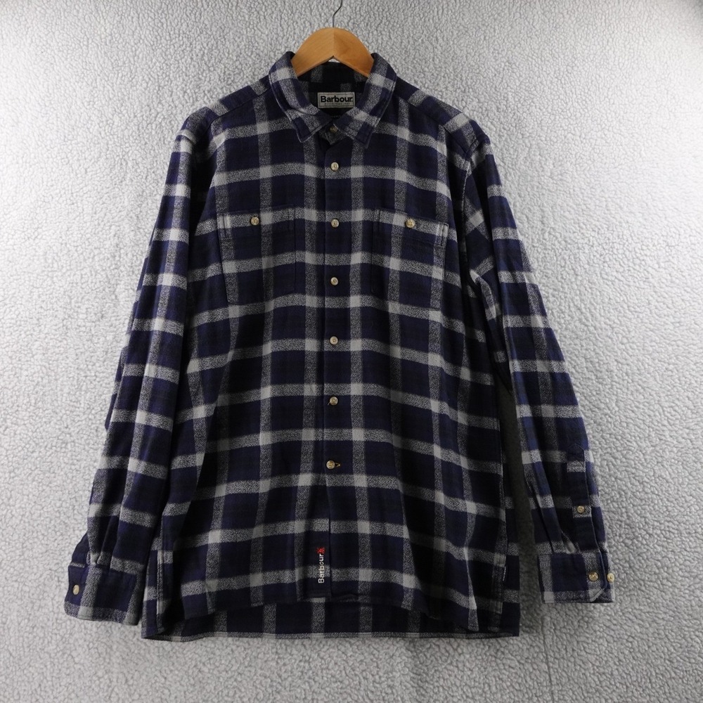 Barbour Tailored Fit Plaid Flannel Long Sleeve Button Up Shirt Mens L Outdoor - Picture 2 of 9